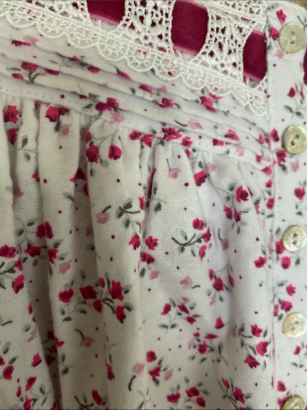 Eileen West White Maxi Nightgown with Pink Floral Print - Picture 3 of 11